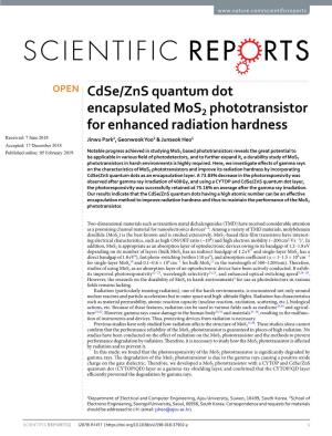 Cdse/Zns Quantum Dot Encapsulated Mos2 Phototransistor for Enhanced