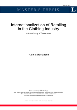 Internationalization of Retailing in the Clothing Industry a Case Study of Dressmann