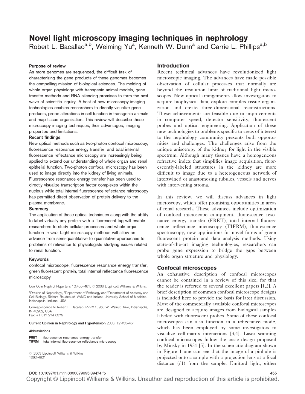 Novel Light Microscopy Imaging Techniques in Nephrology Robert L