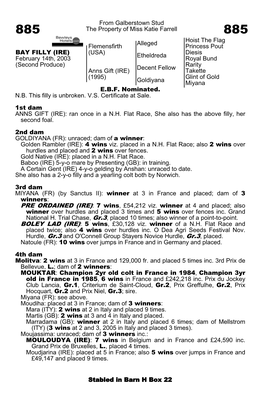 From Galberstown Stud the Property of Miss Katie Farrell Alleged Hoist