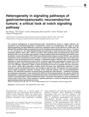 Heterogeneity in Signaling Pathways of Gastroenteropancreatic