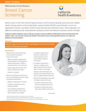 Breast Cancer Screening HEDIS Tip Sheet