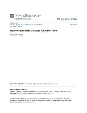 Recovering Rylands: an Essay for Robert Rabin