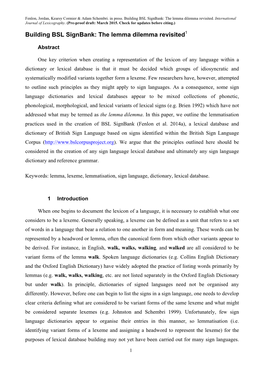 Building BSL Signbank: the Lemma Dilemma Revisited