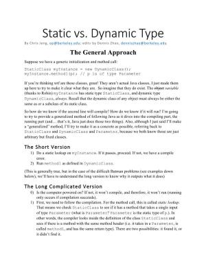 Static Vs. Dynamic Types of Objects