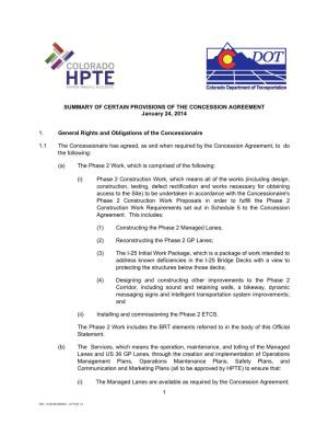 HPTE Summary of Concession Agreement
