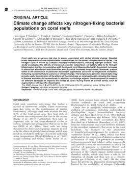 Climate Change Affects Key Nitrogen-Fixing Bacterial Populations on Coral Reefs