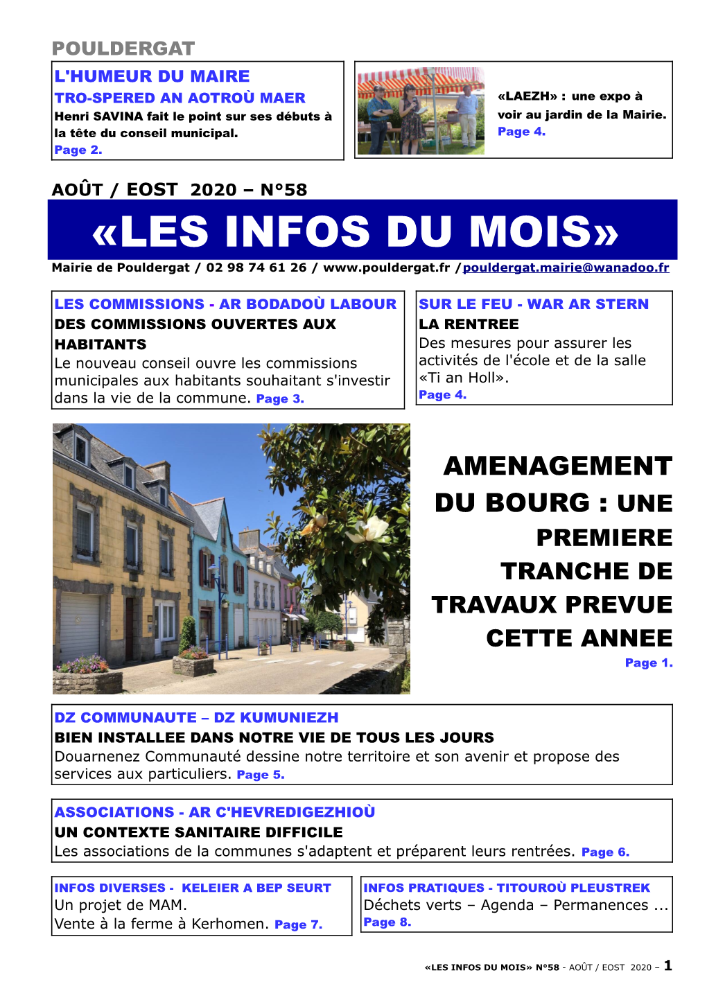 «LES INFOS DU MOIS» Mairie De Pouldergat / 02 98 74 61 26 / /Pouldergat.Mairie@Wanadoo.Fr