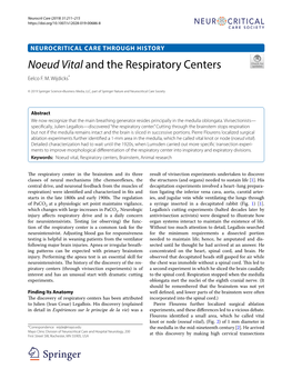 Noeud Vital and the Respiratory Centers Eelco F