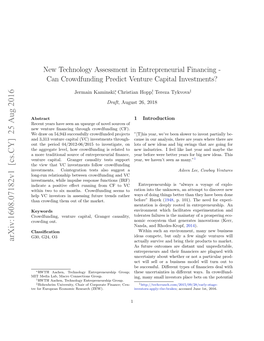 New Technology Assessment in Entrepreneurial Financing-Can