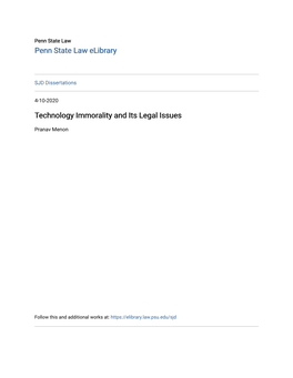 Technology Immorality and Its Legal Issues