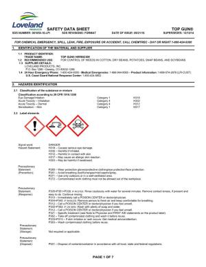 Safety Data Sheet Top Gun® Sds Number: 001058-16-Lpi Sds Revisions: Format Date of Issue: 09/21/16 Supersedes: 12/10/14