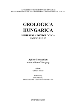 Geologica Hungarica Series Palaeontologica Fasciculus 57