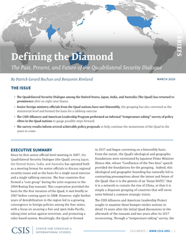 Def Ining the Diamond the Past, Present, and Future of the Quadrilateral Security Dialogue