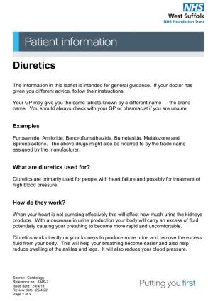 Diuretics Drug Information