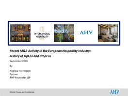 Recent M&A Activity in the European Hospitality Industry