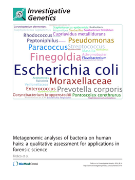 Metagenomic Analyses of Bacteria on Human Hairs: a Qualitative Assessment for Applications in Forensic Science Tridico Et Al