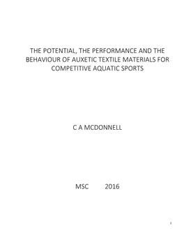 The Potential, the Performance and the Behaviour of Auxetic Textile Materials for Competitive Aquatic Sports