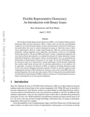 Flexible Representative Democracy: an Introduction with Binary Issues