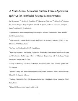 A Multi-Modal Miniature Surface Forces Apparatus (Μsfa)