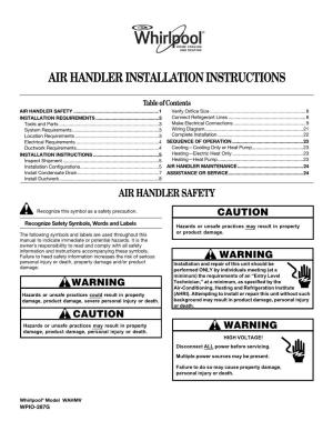Air Handler Installation Instructions