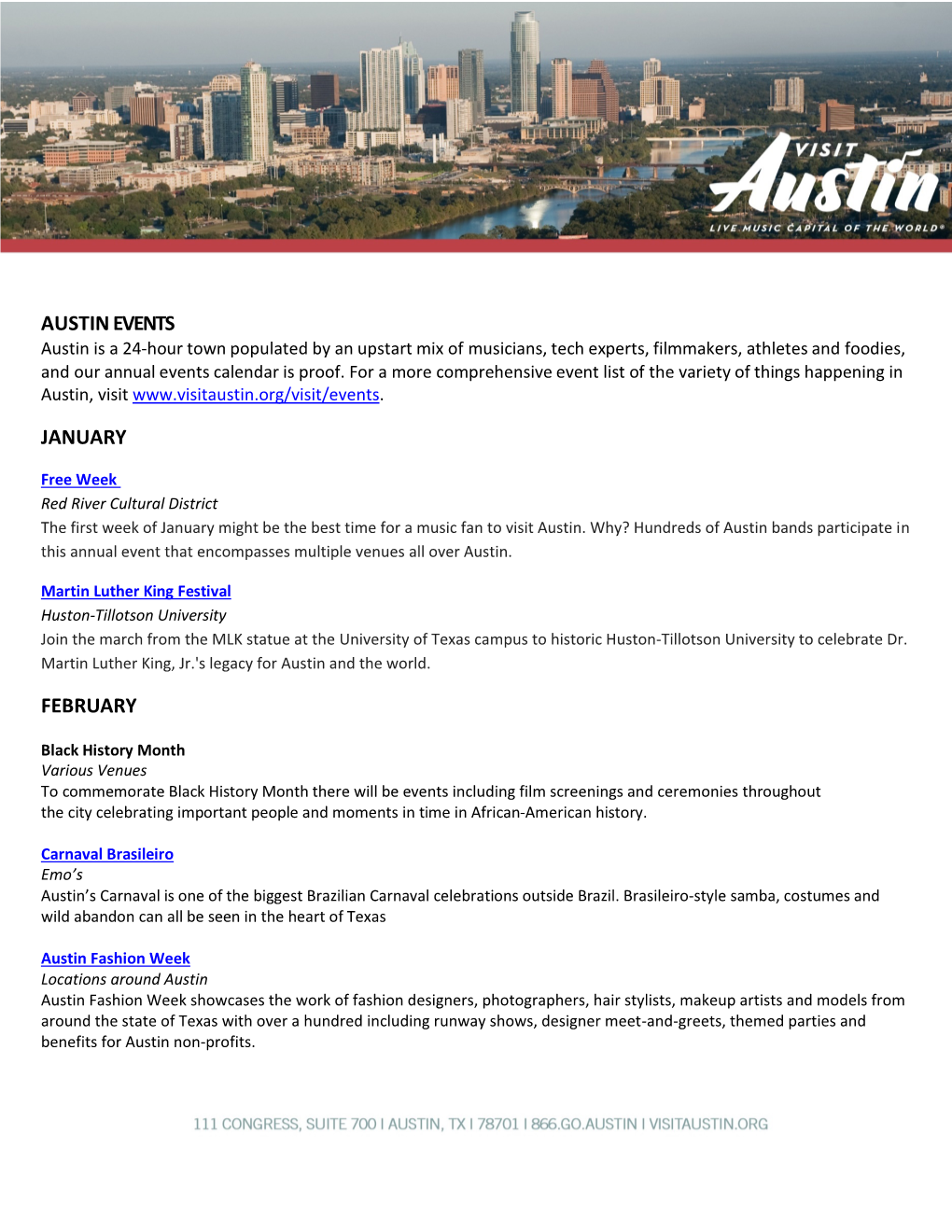 Austin Events January February