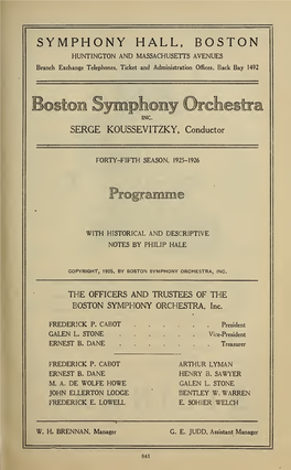 Boston Symphony Orchestra Concert Programs, Season 45,1925-1926