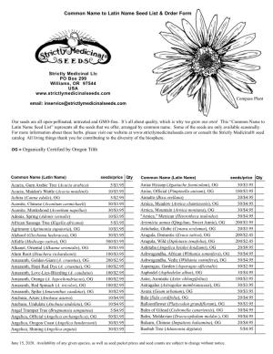 Common to Latin Seed List