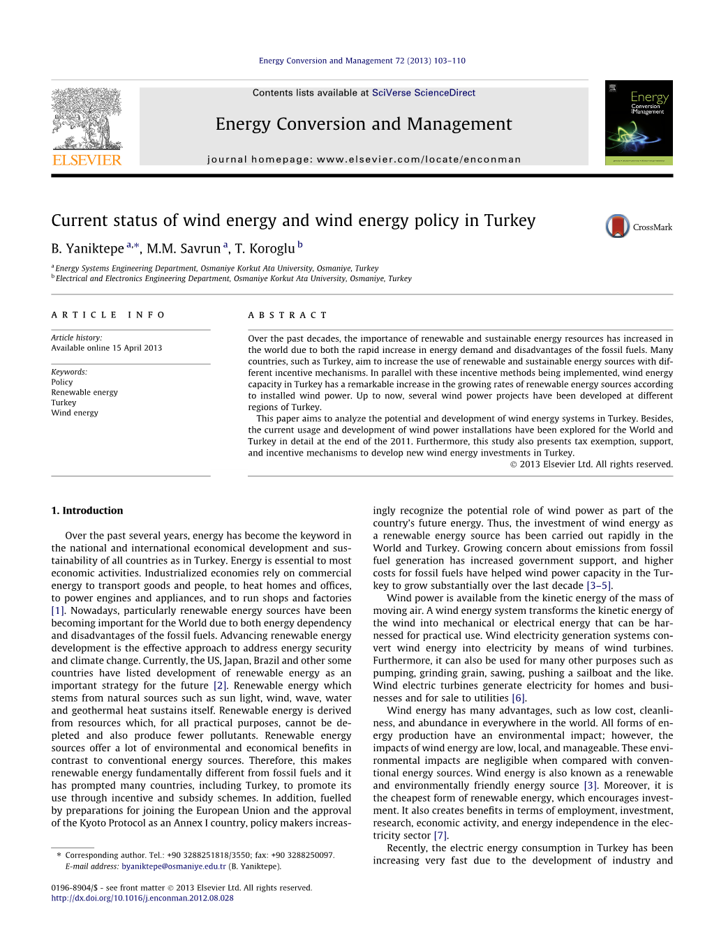 Energy Conversion and Management 72 (2013) 103–110