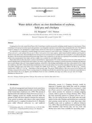 Water Deficit Effects on Root Distribution of Soybean, Field Pea and Chickpea