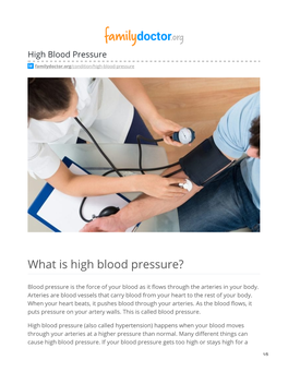 Hypertension) Happens When Your Blood Moves Through Your Arteries at a Higher Pressure Than Normal