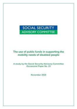 The Use of Public Funds in Supporting the Mobility Needs of Disabled People