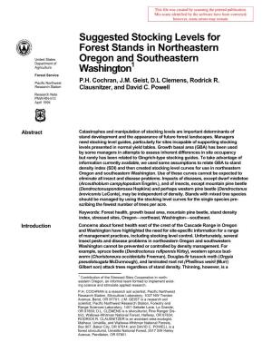 Suggested Stocking Levels for Forest Stands in Northeastern