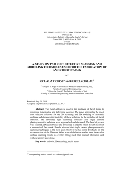 A Study on Two Cost Effective Scanning and Modeling Techniques Used for the Fabrication of an Orthotic Mask