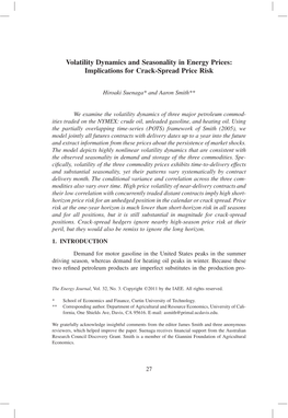 Volatility Dynamics and Seasonality in Energy Prices: Implications for Crack-Spread Price Risk