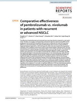 Comparative Effectiveness of Pembrolizumab Vs. Nivolumab In