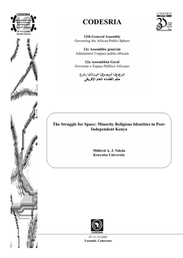 The Struggle for Space: Minority Religious Identities in Post- Independent Kenya