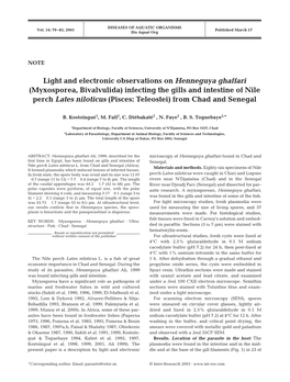 Light and Electronic Observations on Henneguya Ghaffari (Myxosporea