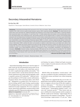 Secondary Intracerebral Hematoma