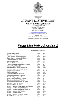 2019 0104 Price List Oil Colours & Mediums