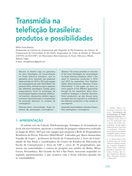 Transmídia Na Teleficção Brasileira: Produtos E Possibilidades