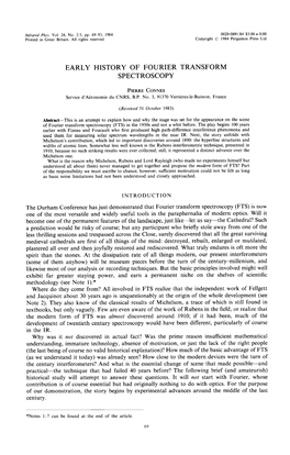 Early History of Fourier Transform Spectroscopy