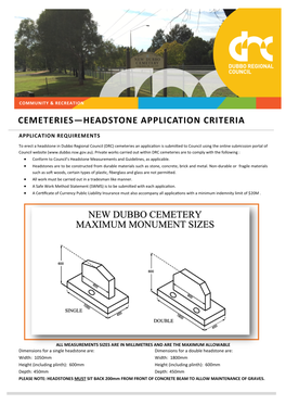 Cemeteries—Headstone Application Criteria