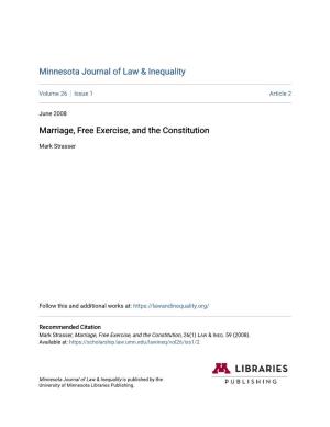 Marriage, Free Exercise, and the Constitution