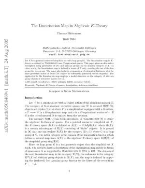 The Linearisation Map in Algebraic K-Theory 3