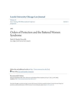 Orders of Protection and the Battered Women Syndrome Sheila M