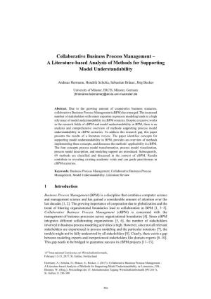 Collaborative Business Process Management – a Literature-Based Analysis of Methods for Supporting Model Understandability
