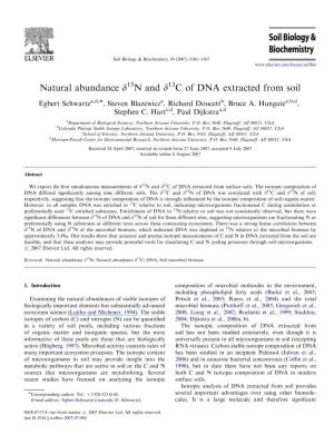 Natural Abundance D N and D C of DNA Extracted from Soil