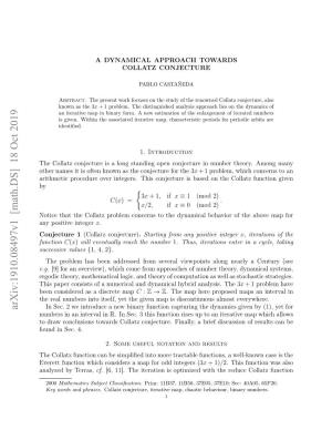 A Dynamical Approach Towards Collatz Conjecture
