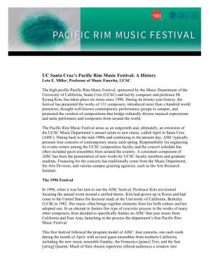 UC Santa Cruz's Pacific Rim Music Festival: a History